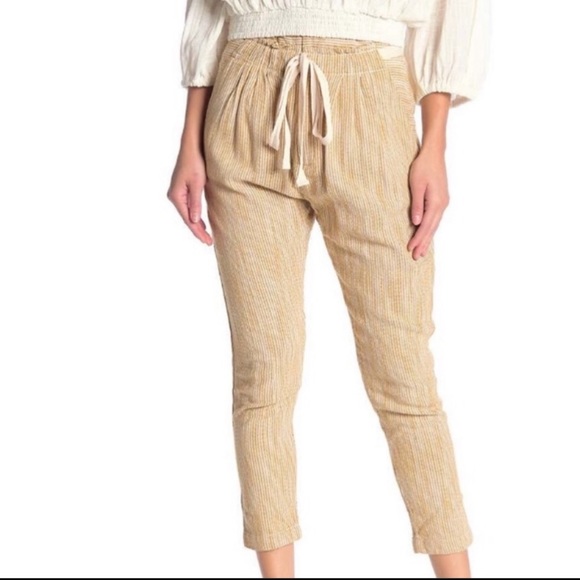 NWT Free People olive and cream pants tapered 2 - Picture 9 of 9